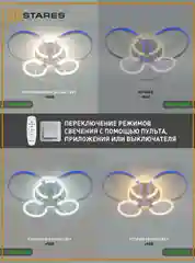 Управляемая светодиодная потолочная люстра с пультом Estares CARNAVAL RGB 50W+30W,до15кв.м