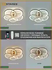 Управляемая светодиодная потолочная люстра с пультом Estares MADEMUASEL 110Wголд, до25кв.м