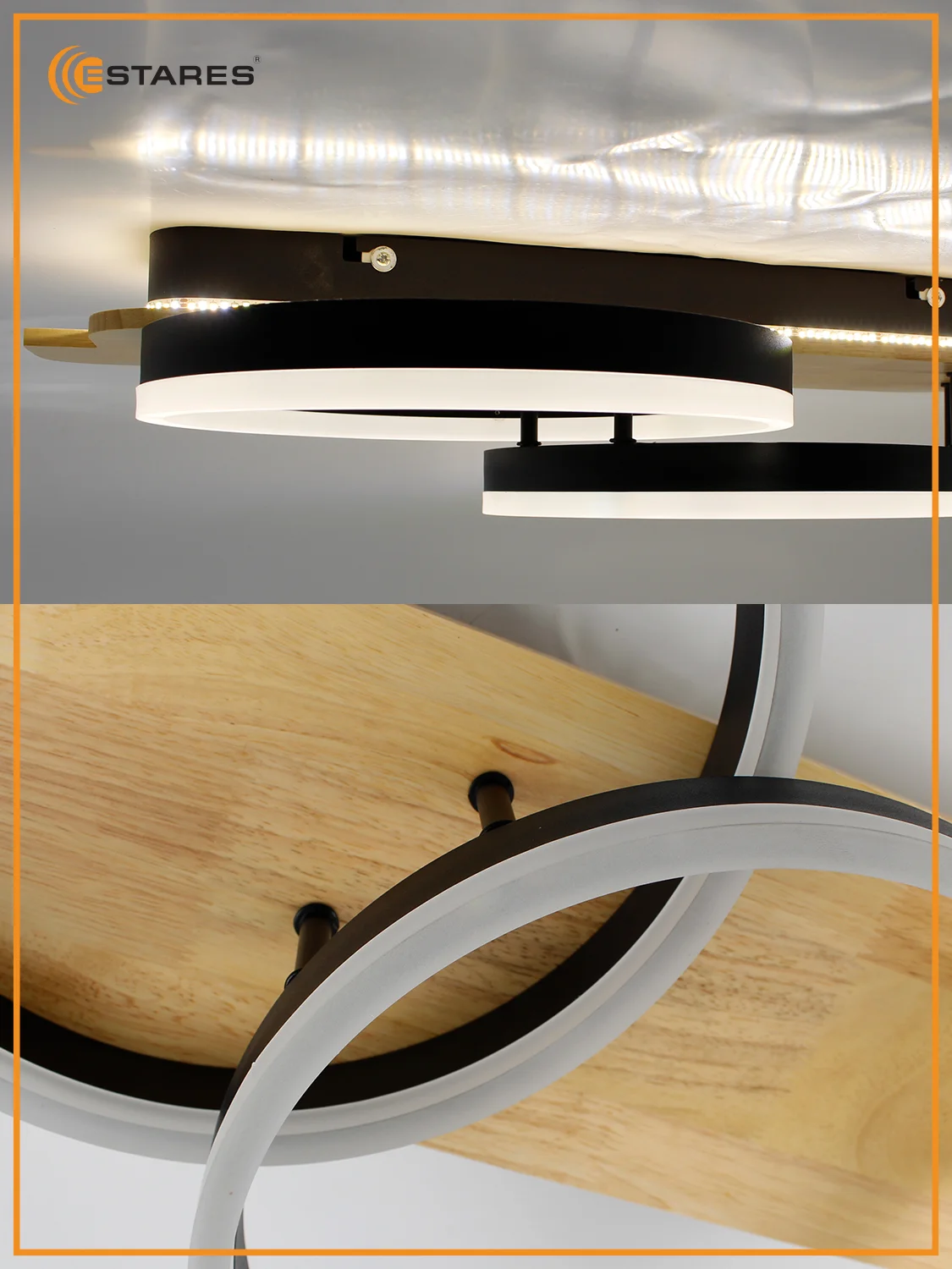 Управляемая светодиодная  потолочная люстра с пультом  Estares WOODY LOFT 80W до 20 кв.м