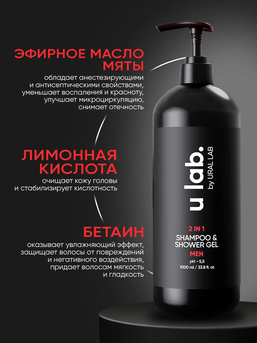 Подарочный набор ULAB: парфюмированный женский гель для душа и мужской гель 2в1, 2 литра