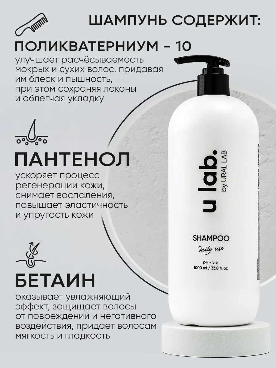 Подарочный набор ULAB: профессиональный женский шампунь и мужской шампунь-гель 2 в 1, 2 литра
