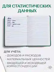 Зеленый книга учета 96 листов в клетку/в линию, А4, твердая обложка, с резинкой. Проф-Пресс