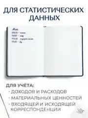 Синий книга учета 96 листов в клетку/в линию, А4, твердая обложка, с резинкой. Проф-Пресс