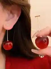 Бордовый женские серьги в виде ягоды вишни