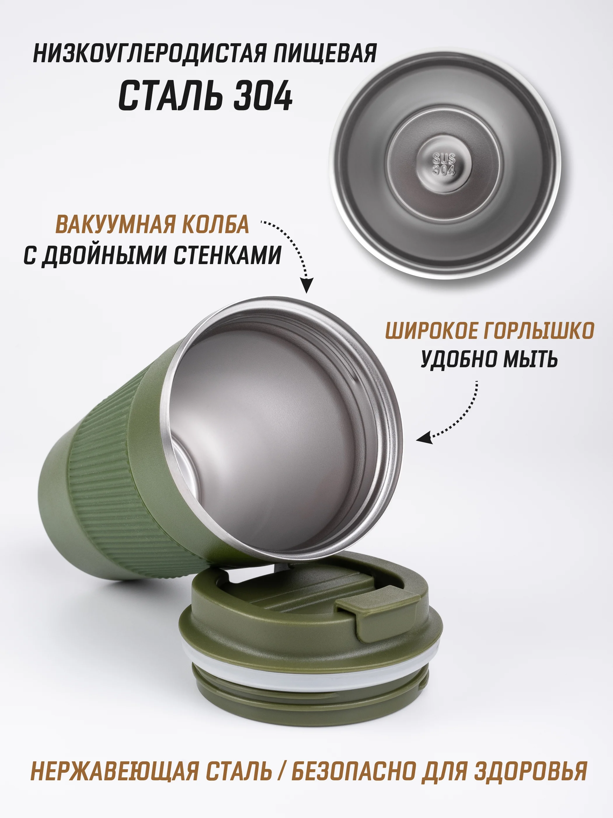 Тёмно-бирюзовый термокружка для горячего и холодного автомобильная, 380 мл и 510 мл / термостакан для кофе