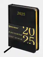 Ежедневник датированный 2025 Brauberg, планер планинг записная книжка А6, под кожу