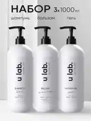 Подарочный набор ULAB: профессиональный шампунь и бальзам для волос, гель для душа, 3 литра
