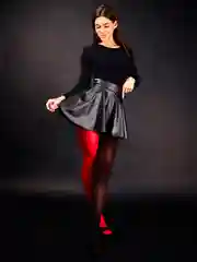 Красный колготки женские двуцветные, летние, яркие, плотные, нейлоновые,матовые, мягкие,42-48 р-р