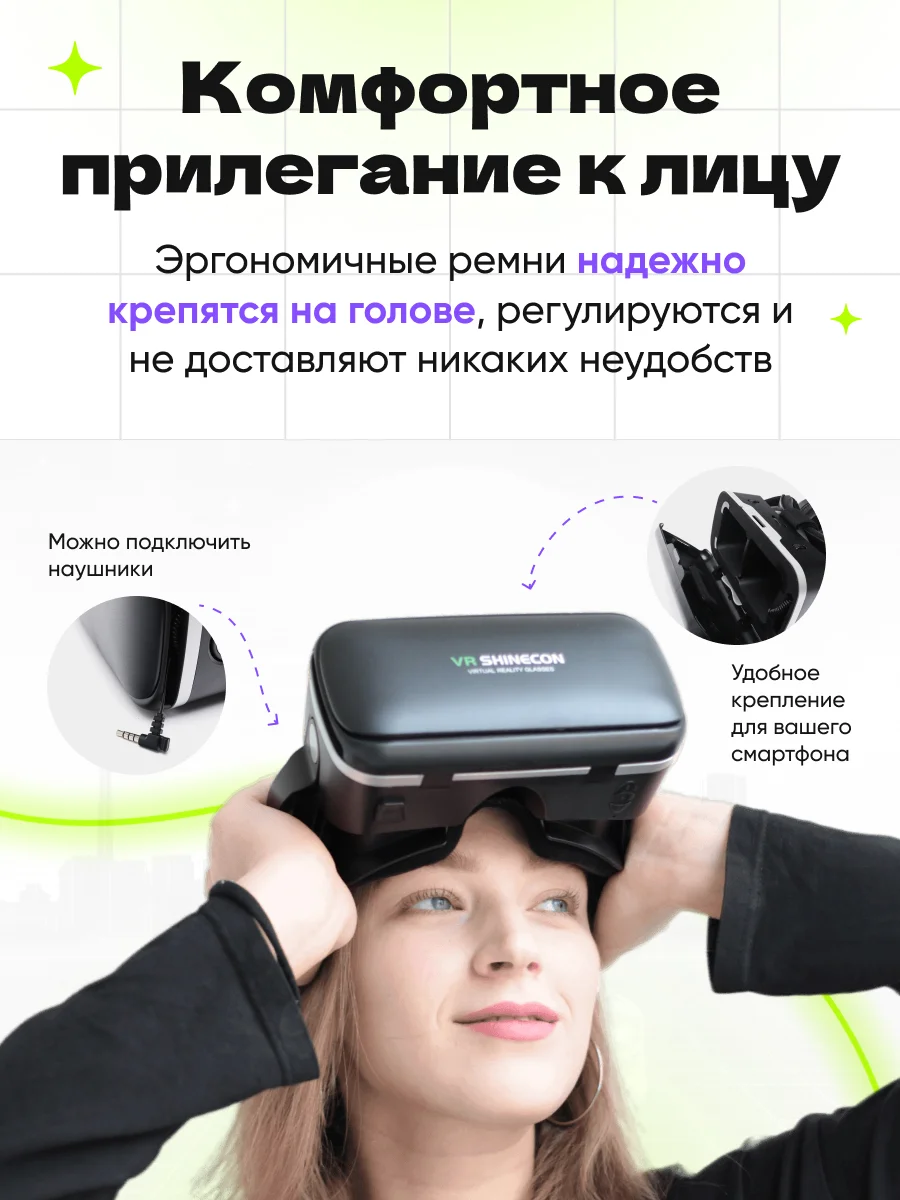 Угольный очки виртуальной реальности VR SHINECON 6.0