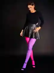 Фиолетовый колготки женские двуцветные, летние, яркие, плотные, нейлоновые,матовые, мягкие,42-48 р-р
