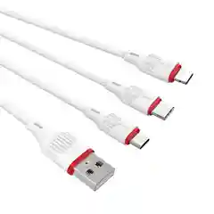 Черный кабель Borofone BX17 3 в 1, Micro - Type-C - Lightning, одновременная зарядка 3-х гаджетов