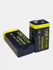 Аккумулятор Li-ion крона, зарядка от Type-C кабеля, 850 mah, 6F22