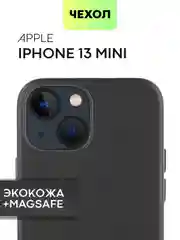 Черный чехол MagSafe для iPhone 15, 13, Pro Max Plus Mini кожаный BROSCORP экокожа, защита камер