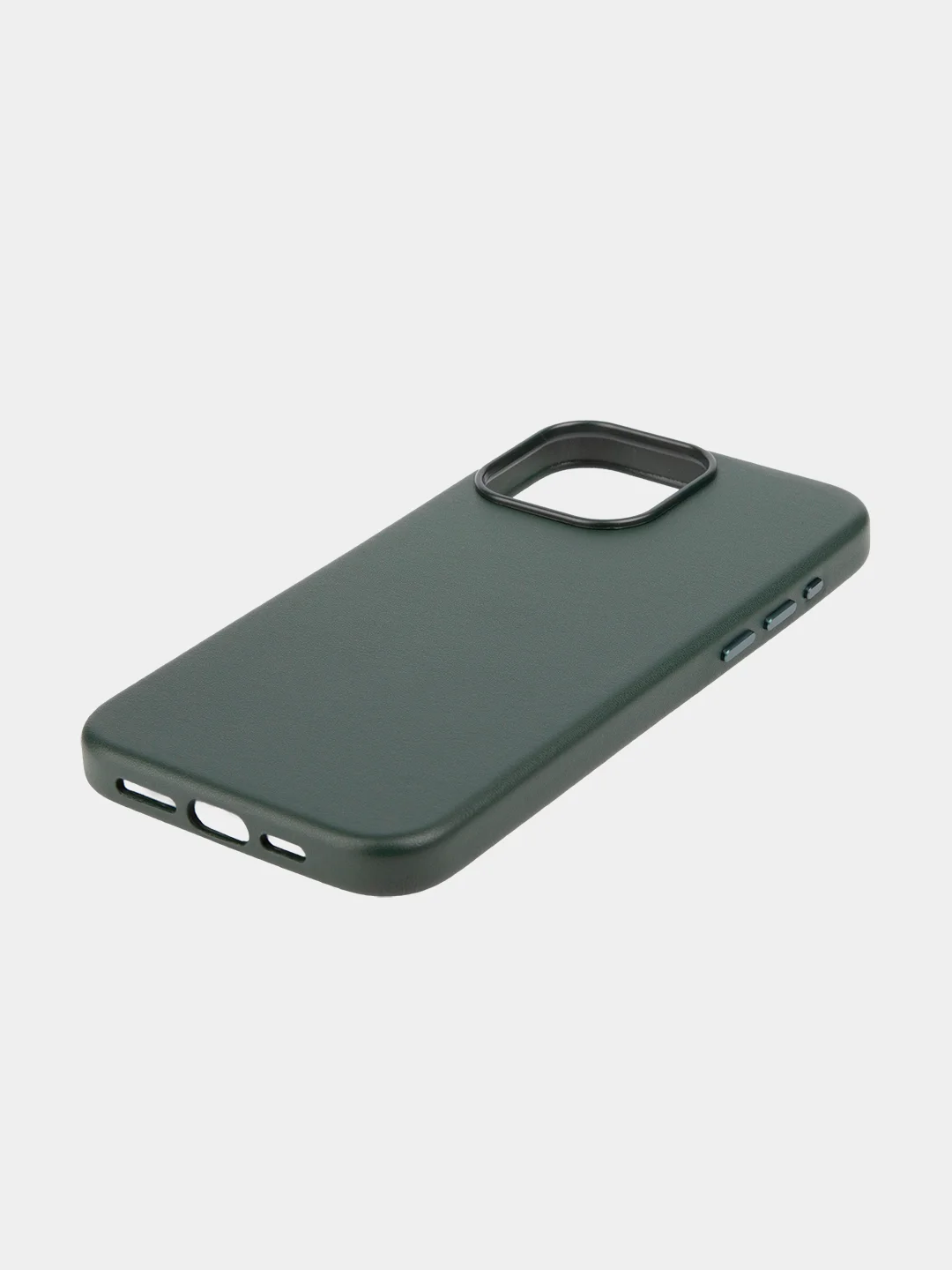 Тёмно-зелёный чехол MagSafe для iPhone 15, 13, Pro Max Plus Mini кожаный BROSCORP экокожа, защита камер