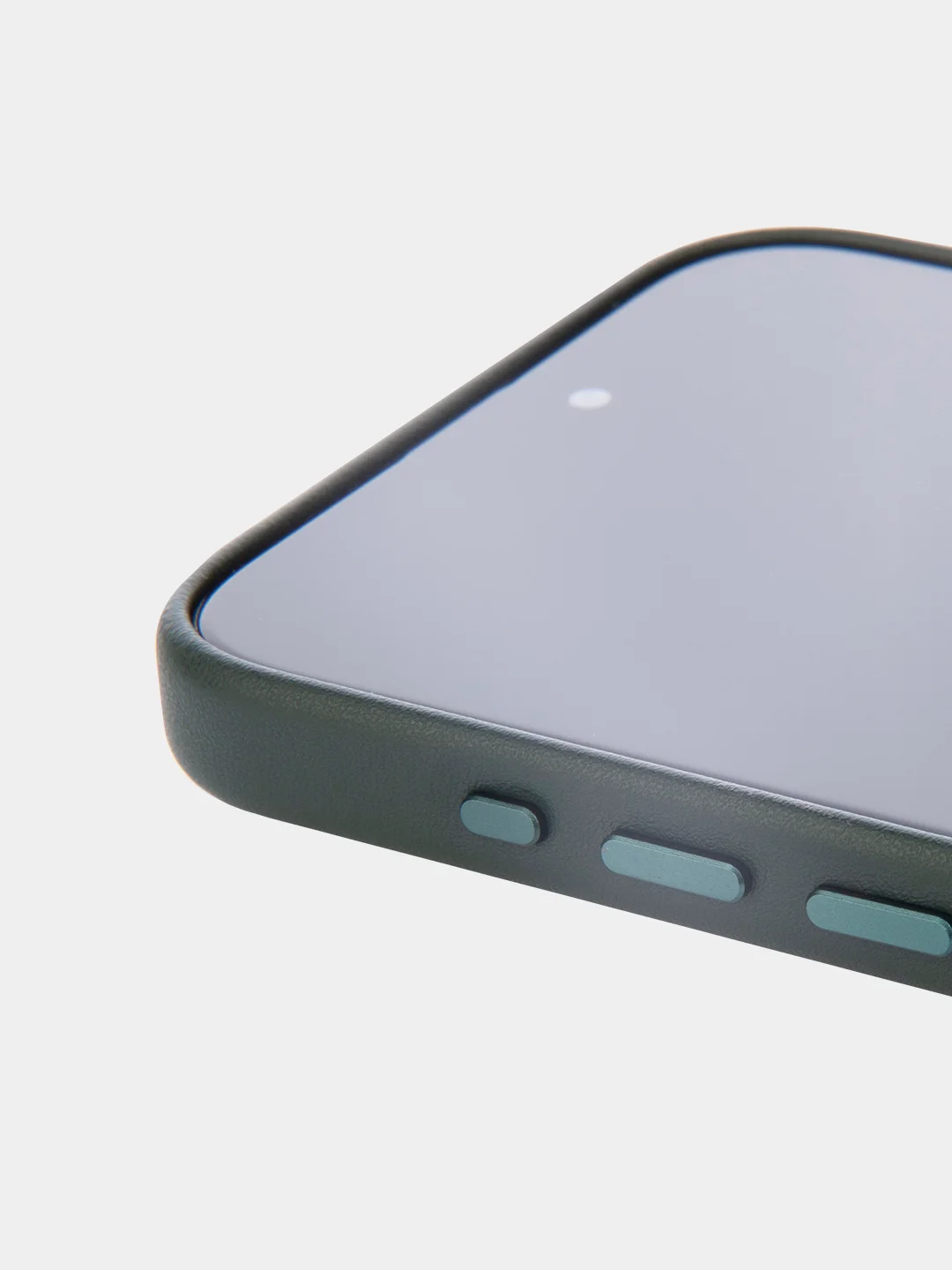 Тёмно-зелёный чехол MagSafe для iPhone 15, 13, Pro Max Plus Mini кожаный BROSCORP экокожа, защита камер