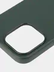 Тёмно-зелёный чехол MagSafe для iPhone 15, 13, Pro Max Plus Mini кожаный BROSCORP экокожа, защита камер