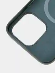 Тёмно-зелёный чехол MagSafe для iPhone 15, 13, Pro Max Plus Mini кожаный BROSCORP экокожа, защита камер