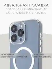 Прозрачный чехол MagSafe для iPhone 15/ 15 Plus/ 15 Pro/ 15 Pro Max пластиковый с силиконом BROSCORP