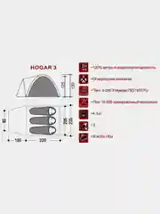 Зеленый палатка туристическая Indiana Hogar 3 трехместная