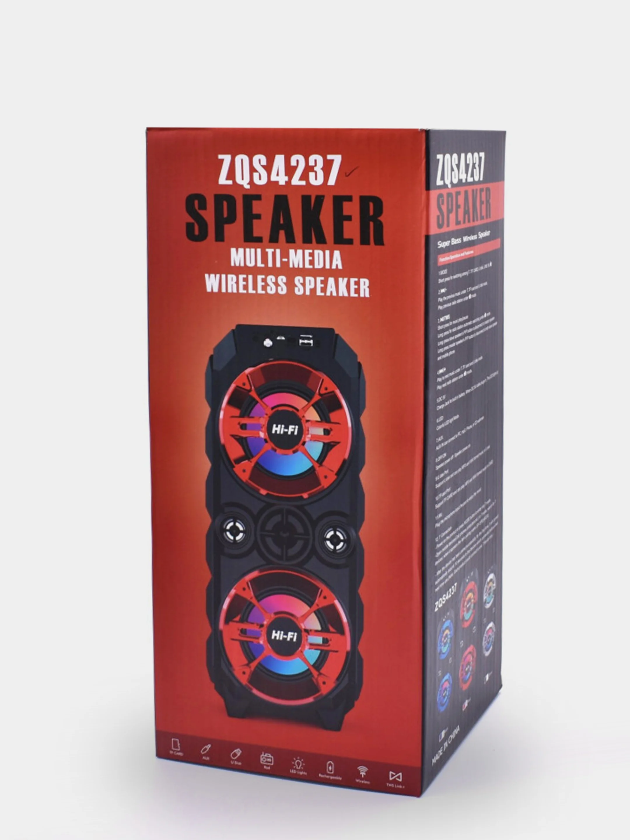 Колонка беспроводная Bluetooth с подсветкой ZQS-4237 10Вт (USB/SD/AUX/FM)