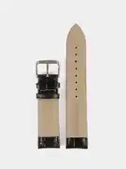 Черный ремешок для часов черный, натуральная кожа, 20 мм / 22 мм