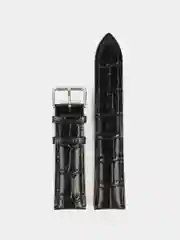 Черный ремешок для часов черный, натуральная кожа, 20 мм / 22 мм