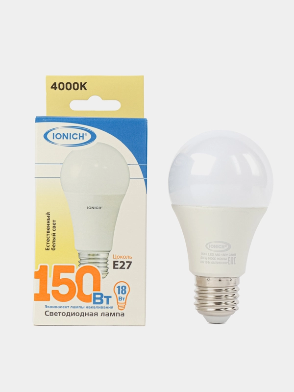 Светодиодная LED лампа IONICH A65 E27 24W(2160lm) 6400К 65x126 матовая /пластик/алюм