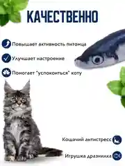 Лазурный игрушка для кошки с валерианой и кошачьей мятой в форме рыбы