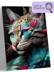 Картина по номерам на холсте с подрамником 40*50 "Цветочный кот"