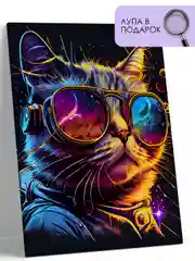 Картина по номерам на холсте с подрамником 40*50 "Кот в очках"