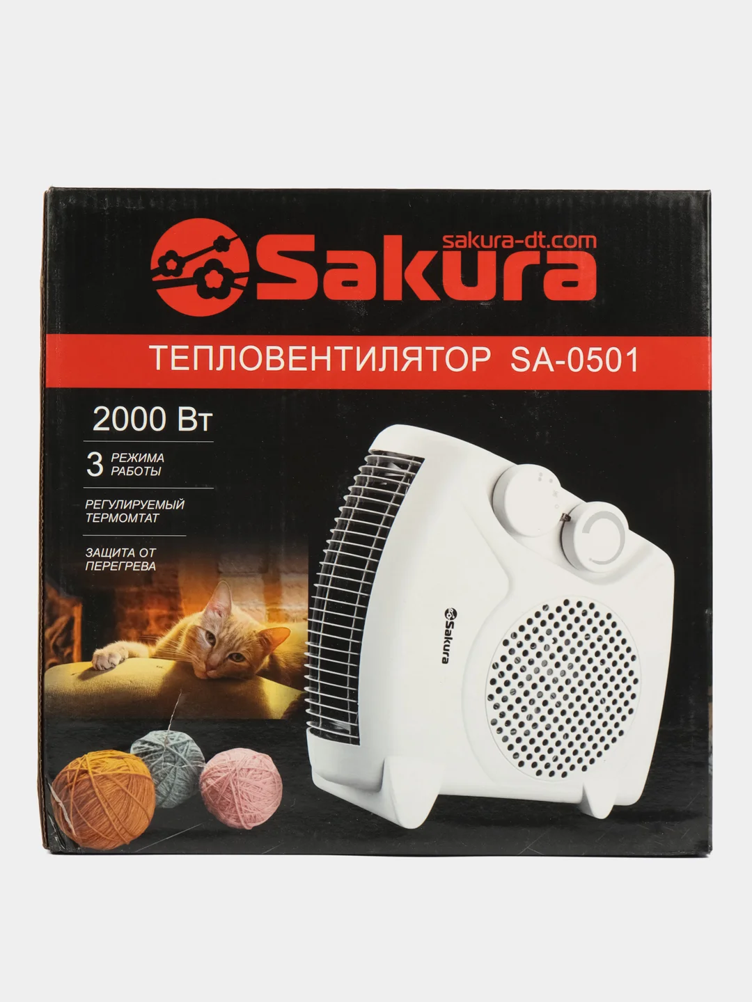 Тепловентилятор для дома, обогреватель электрический SAKURA SA-0501, спиральный
