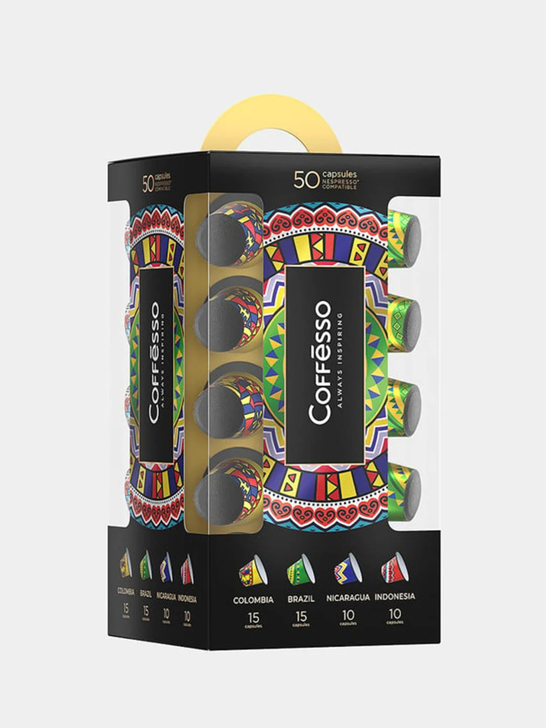 Кофе в капсулах Coffesso World of Coffee, ассорти 4 вкуса, 50 капсул, 250 г