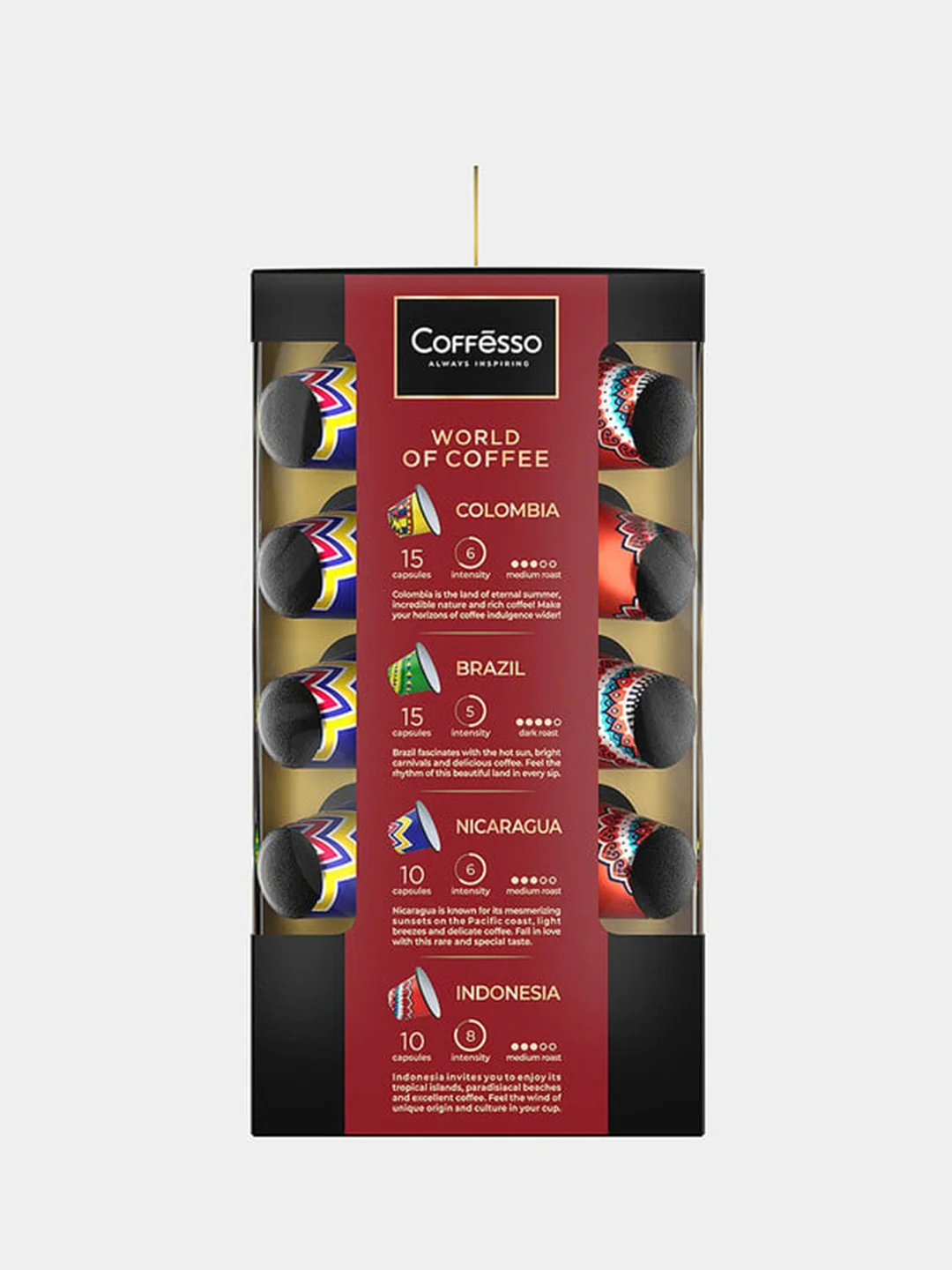 Кофе в капсулах Coffesso World of Coffee, ассорти 4 вкуса, 50 капсул, 250 г