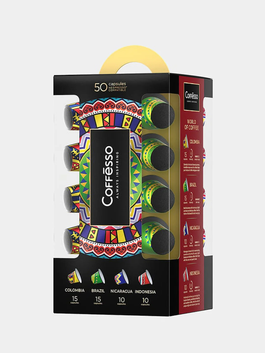 Кофе в капсулах Coffesso World of Coffee, ассорти 4 вкуса, 50 капсул, 250 г