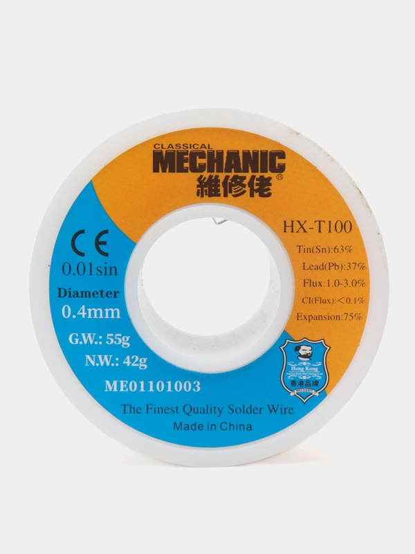 Припой MECHANIC 0,4 мм Sn63/Pb37 55 г с флюсом