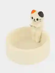 Белый подсвечник Котик греет лапки