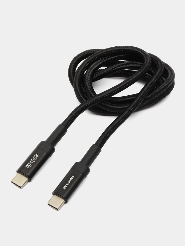 Кабель для быстрой зарядки AWEI CL-117T, Type-C to Type-C, PD 100W, 5A, 1 м