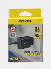 Черный зарядка для телефона Awei 20W Type-C + USB черный Блок питания PD7
