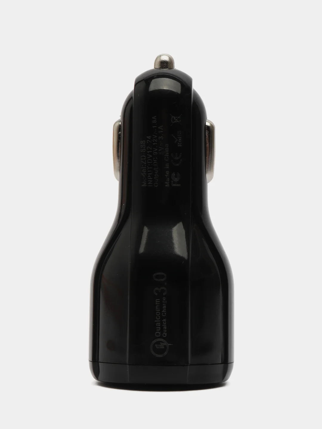 Черный адаптер питания автомобильный USB, 5V (автомобильное зарядное устройство от прикуривателя)
