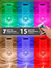 Настольный светодиодный светильник  лампа Estares CRYSTAL RGB 1W с пультом,диммируется