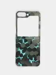 Бирюзовый чехол на Samsung Galaxy Z Flip 6 / Самсунг Z Flip 6 прозрачный, с рисунком, защита камеры