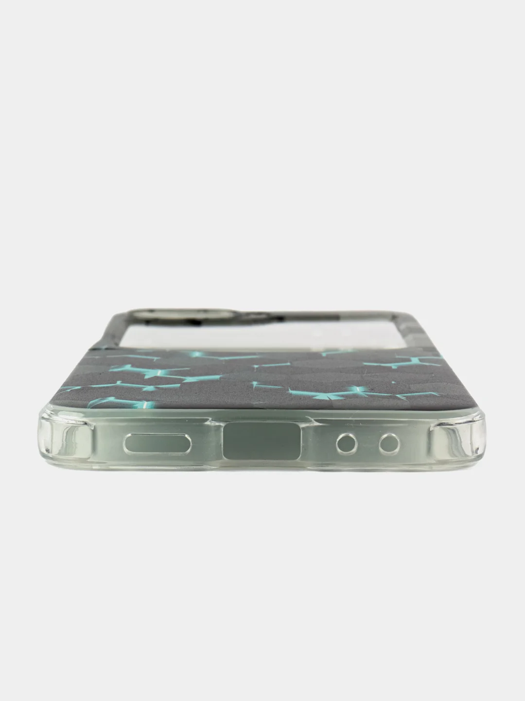 Бирюзовый чехол на Samsung Galaxy Z Flip 6 / Самсунг Z Flip 6 прозрачный, с рисунком, защита камеры