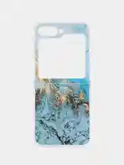 Голубой чехол на Samsung Galaxy Z Flip 6 / Самсунг Z Flip 6 прозрачный, с рисунком, защита камеры