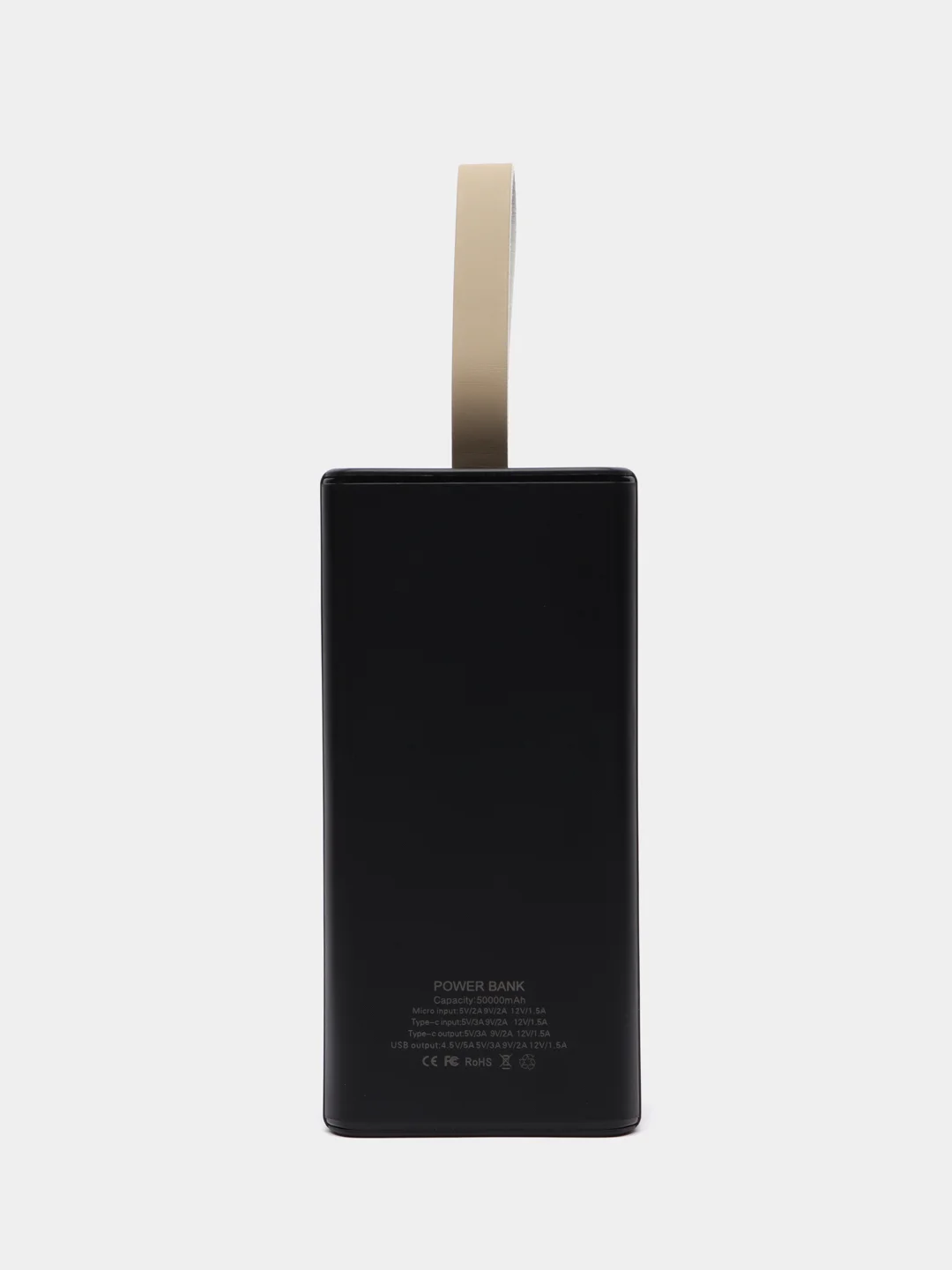 Черный внешний аккумулятор повербанк 50000 mAh для телефона