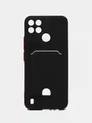Черный чехол Realme C21Y Realme C25Y Реалми С21у С25у с карманом для карт, прозрачный