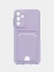 Сиреневый чехол Samsung Galaxy A15 (Самсунг Галакси А15) с карманом для карт, прозрачный