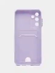 Сиреневый чехол Samsung Galaxy A15 (Самсунг Галакси А15) с карманом для карт, прозрачный