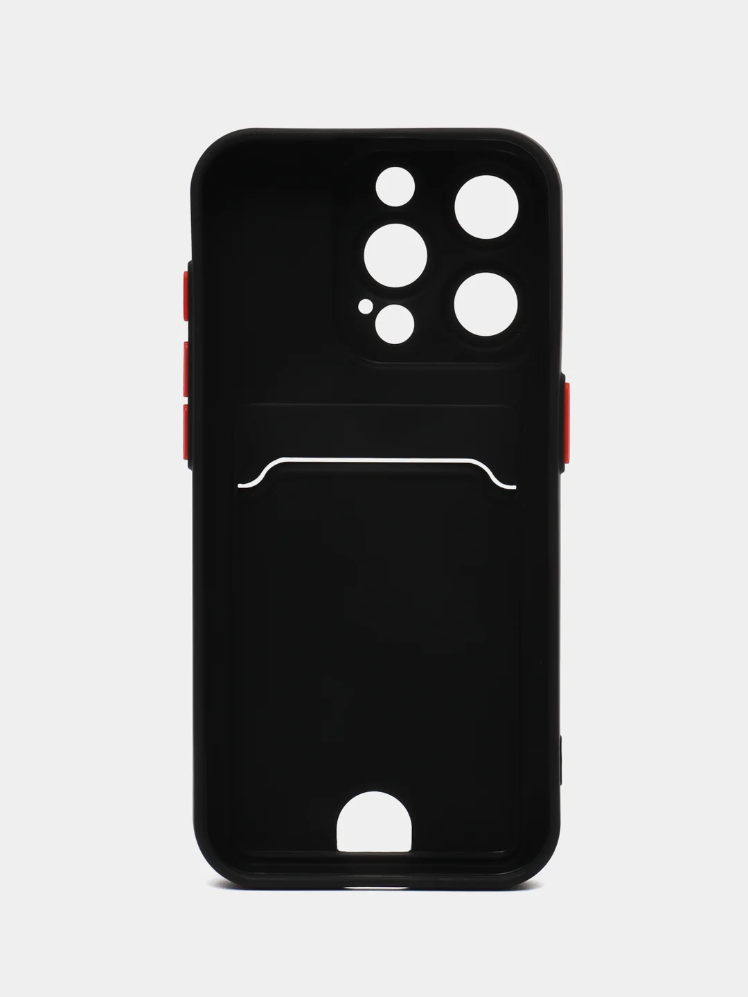 Черный чехол iPhone 15, 11 Pro, 14 Max, 13, 12, Xr, Xs, 6, 7, 8 Plus, Se Mini с карманом для карт