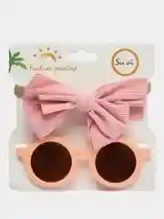 Коралловый меланж очки детские, Очки для девочки, Детский набор, Повязка на голову, Круглые очки