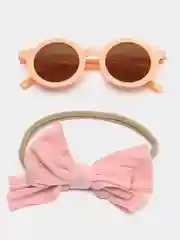 Коралловый меланж очки детские, Очки для девочки, Детский набор, Повязка на голову, Круглые очки